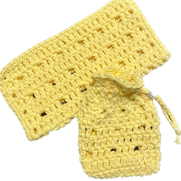 Soap Saver Bag & Washcloth Set Hand Crafted Crochet - 100% Cotton -CHOOSE COLOR! - Picture 3 of 12